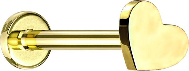 Produktbild Star Piercing Micro Labret Innengewinde vergoldet Herz (ohne Messing, Titan G23)