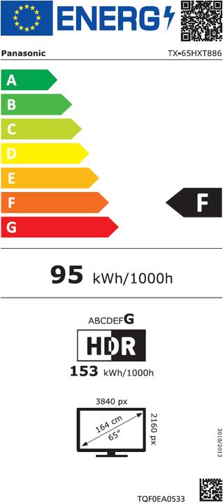 Etichetta energetica Panasonic TX-65HXT886 - 164 cm (65") di diagonale della serie HXT886 LED TV - Smart TV - 4K U (65", LED, 4K)