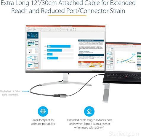 Produktbild StarTech USB-C auf DisplayPort Adapter - /4K USB-C zu DisplayPort 1.4-Adapter Dongle - USB-Type-C auf DP (USB Typ-C, 39 cm)