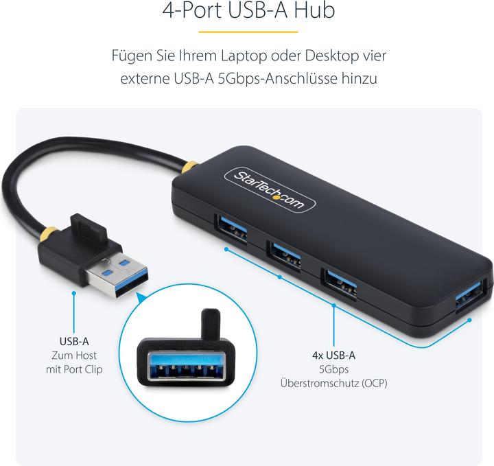 Actual product image StarTech 4-Port USB-A Hub 5gbps Portable Powered Nms Ns Ctlr (USB-A, 4 Ports)