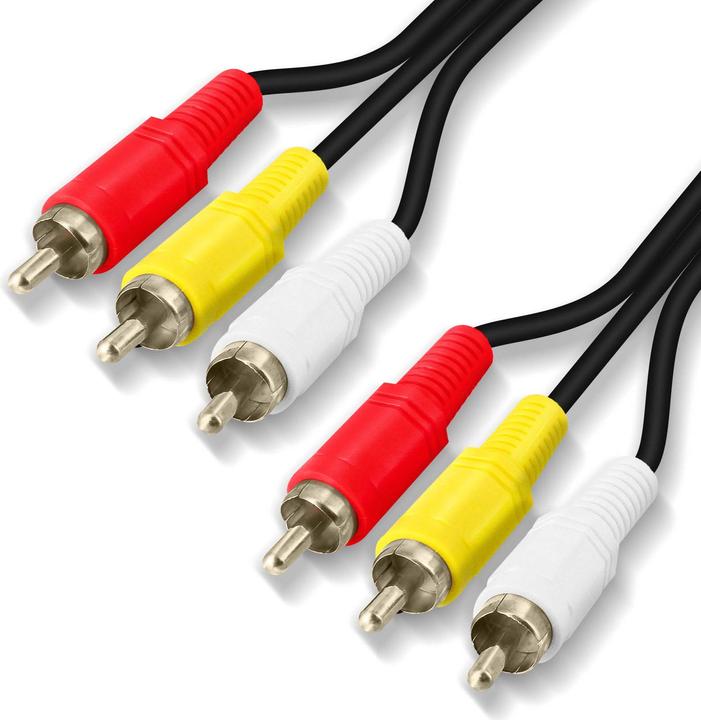 LinQ Câble vidéo 3x RCA mâle vers 3x RCA mâle, longueur 5m - Noir (5 m)