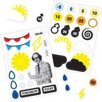 Actual product image The Monster Factory Retro Weather Fridge Magnets (30 x)