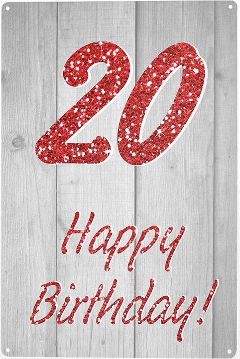 Image du produit Trend Import Panneau en métal - Joyeux anniversaire 20 (20,5 x 0,2 x 29,5 cm)