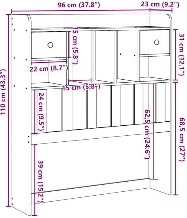 Produktbild VidaXL Kopfteil Bettkopfteil Betthaupt mit Stauraum 90cm Massivholz Kiefer