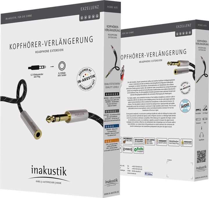 Image du produit Inakustik Extension pour casque d'écoute (3 m, jack 6.3mm)