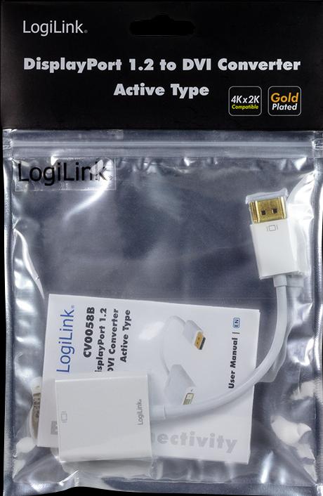 Actual product image LogiLink DisplayPort 1.2 to DVI (DVI, 15 cm)