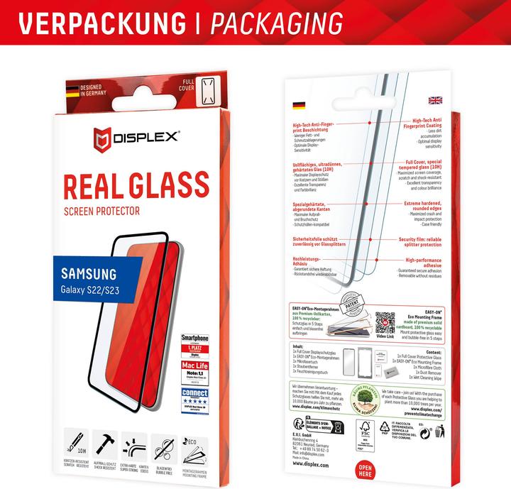 Productafbeelding Displex Premium glas, volledig gepantserd glas (1 Stuk, Samsung Galaxy S22, Samsung Galaxy S23)