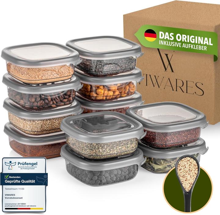 Viwares 12er-Set Vorratsdosen mit Deckel (0.25 l)