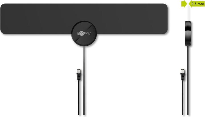 Produktbild Goobay Ultraflache Full HD DVB-T Zimmerantenne, inkl. LTE/4G Filter, Schwarz (Zimmerantenne, 16 dB, DVB-T / -T2)
