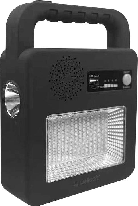 Image du produit Wellcraft Lampe de secours solaire à LED avec banque d'énergie et haut-parleur Bluetooth inclus