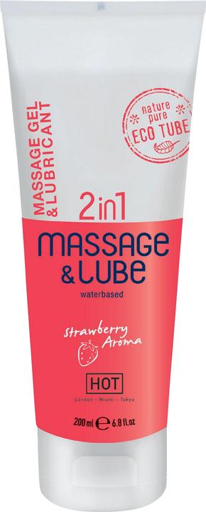 HOT 2 in 1 Warme Massage Gel en Glijmiddel Aardbei (200 ml)