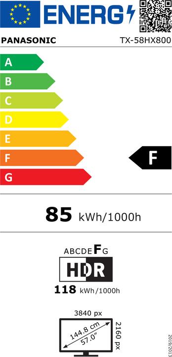 Energie-Label Panasonic TX-58HX800E Fernseher (58 Zoll) Ultra HD Smart-TV WLAN (57.48", LED, UHD)