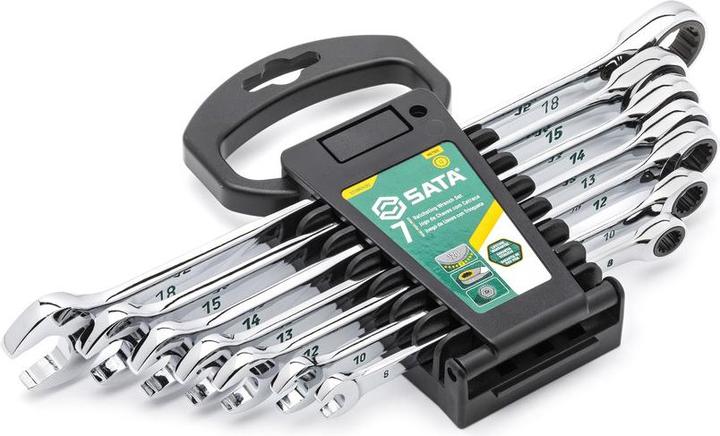 Produktbild SATA Ratschen-Ringmaulschlüssel-Satz 120XP, 7-teilig, 8-18 mm (9 mm, 14 mm, 16 mm, 13 mm, 11 mm, 18 mm, 8 mm, 17 mm, 10  mm, 15 mm, 12 mm)