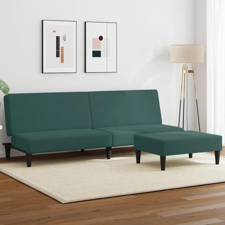 Image du produit VidaXL Canapé-lit 2 places avec repose-pieds Canapé-lit Lit de jour Vert foncé Velours (Canapé-lit)