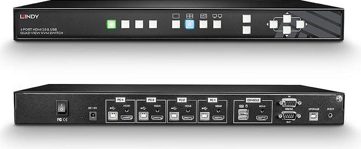 Image du produit Lindy Commutateur KVM Pro 4 ports HDMI 4K Quad View