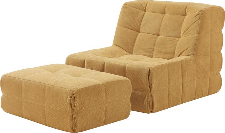 Actual product image En.Casa Bodensessel mit Fusshocker Koskyvn Textil Gelb
