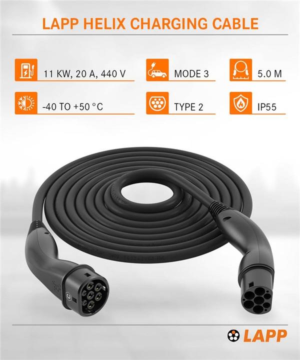 Actual product image Lapp Mobility EV-TYP2 Ladekabel HELIX 3-phasig (Type 2, 11 kW, 20 A, 5 m)