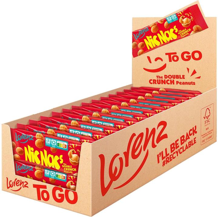 Actual product image Lorenz Nic Nac's peanuts in pastry shell 40 g, pack of 24 sachets (1123 g)