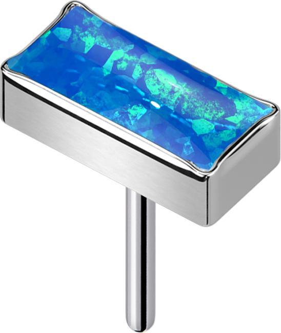 Produktbild Star Piercing Threadless rechteck silber Opal blau (ohne Messing, Titan G23)