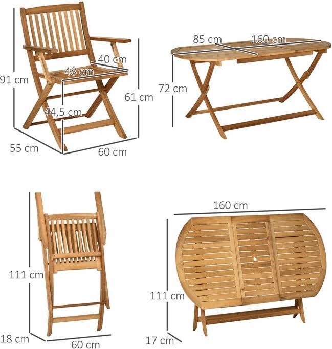 Produktbild Swisshandel24 Essgruppe Gartenmöbel 6 Personen Massivholz Natur Outdoor Terrasse (160 cm)
