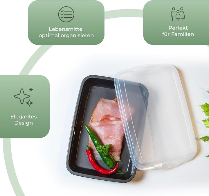 Produktbild Novaliv 10er-Set Anthrazit Premium Aufschnittbox mit Transparentem Deckel, Frischhaltedosen für Wurs