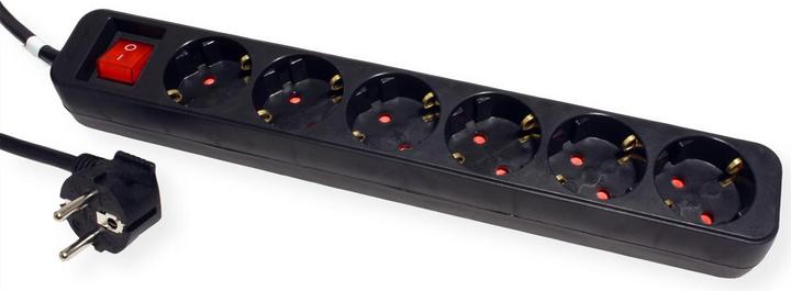 Produktbild Roline 6fach Steckdosenleiste mit Schalter schwarz 6m (6 x, CEE 7/3, 6 m)