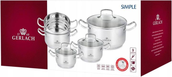 Produktbild Gerlach Pot Simple 9 pc (24 cm, Pfannenset + Topfset, Edelstahl)