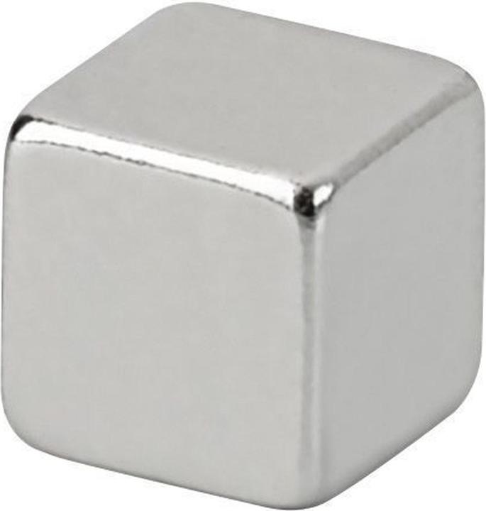 Maul Magnete cubico al neodimio, 5 mm, forza adesiva: 1,1 kg, argento (10 x)