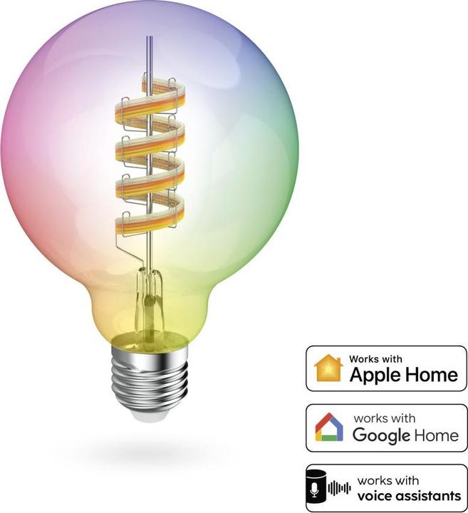 Energy Label Hama Smart LED lamp, Matter, E27, globe, filament G95, RGBW, dimmable, with app (E27, 4.90 W, 470 lm, 1 x, F)