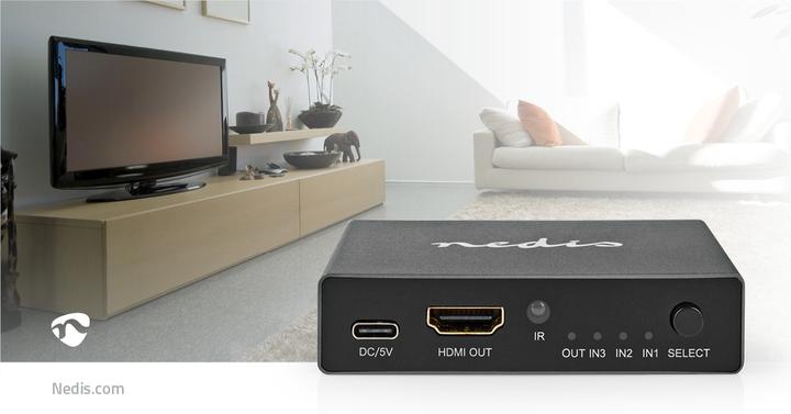 Actual product image Nedis HDMI ™ switch | 3-port port(s) | 3x HDMI™ input | HDMI™ output | 8K@60Hz | 45 Gbps | remote
