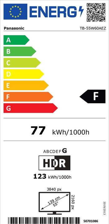 Label énergétique Panasonic TB-55W60AEZ (55", LCD, 4K, 2024)