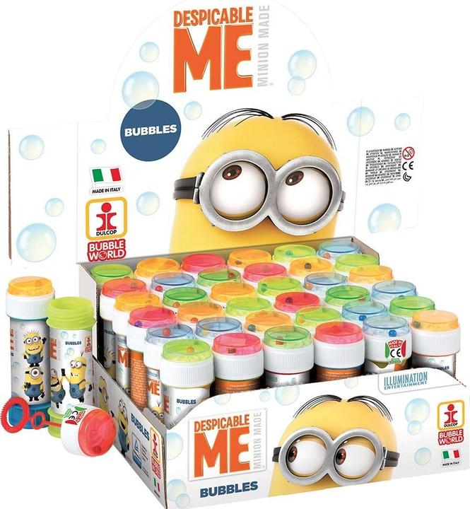 Actual product image Dulcop Bubbles Minions with patience game in the lid