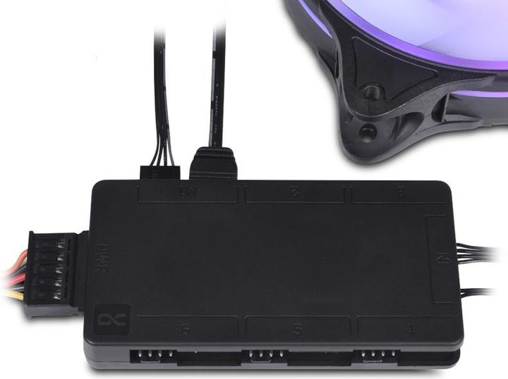 Actual product image Alphacool Core 6x 4-Pin PWM/ARGB Hub/Splitter - black (6 Fan)