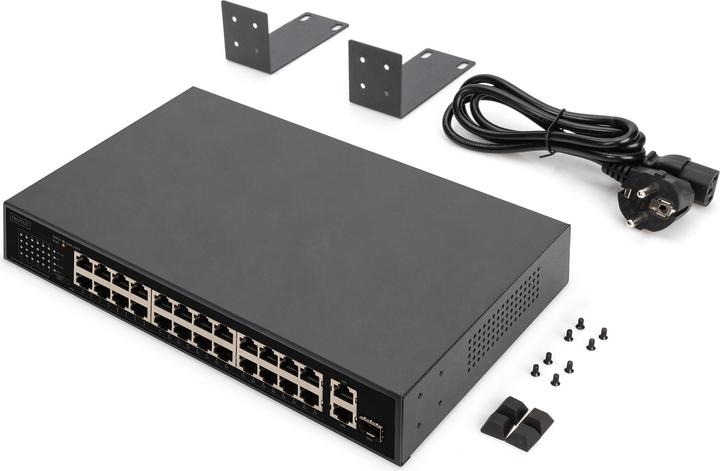 Actual product image Digitus 24 Port FE PoE Switch 2 Uplink Ports (SFP / RJ45) (24 Ports)
