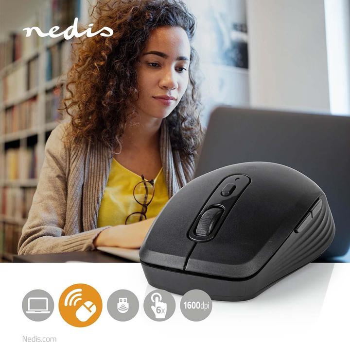 Immagine prodotto Nedis Mouse | Senza fili | 800 / 1200 / 1600 dpi | DPI regolabile | Numero di pulsanti: 6 | Destrorso (Senza fili)