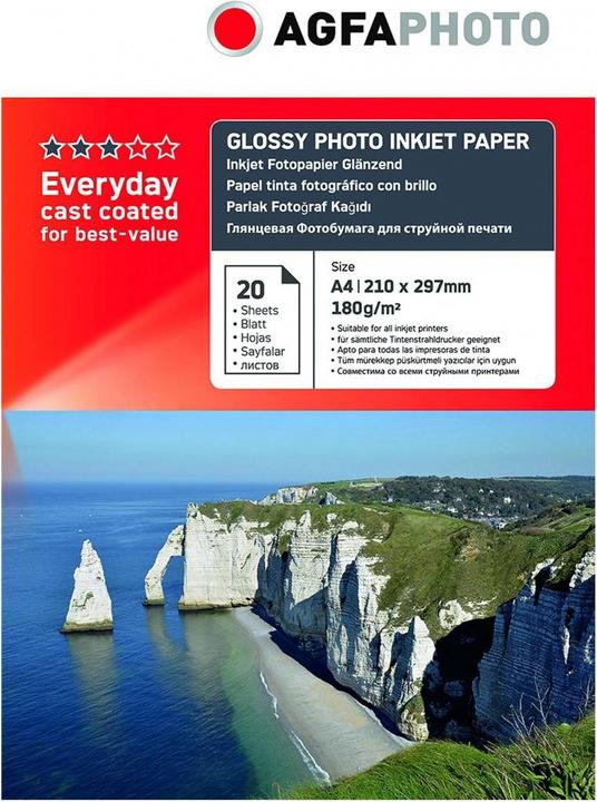 Immagine prodotto AGFAPHOTO Everyday Photo Inkjet Paper Glossy 180 g A 4 20 fogli (180 g/m², A4, 20 x)