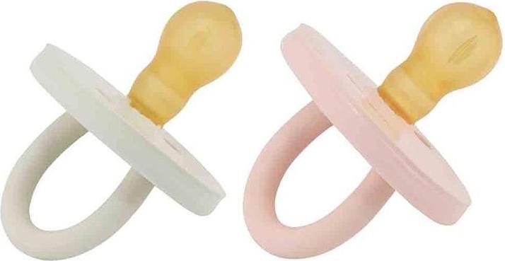 Image du produit Hevea Bumi bébé sucettes en caoutchouc naturel pack de 2, Rose & Sage, rond (0-3 mois) (2 x)