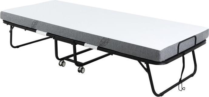 Image du produit Swisshandel24 Lit d'appoint Lit pliant avec roulettes Acier+mousse Blanc+noir 200 x 75 x 42,5 cm (75 x 200 cm)
