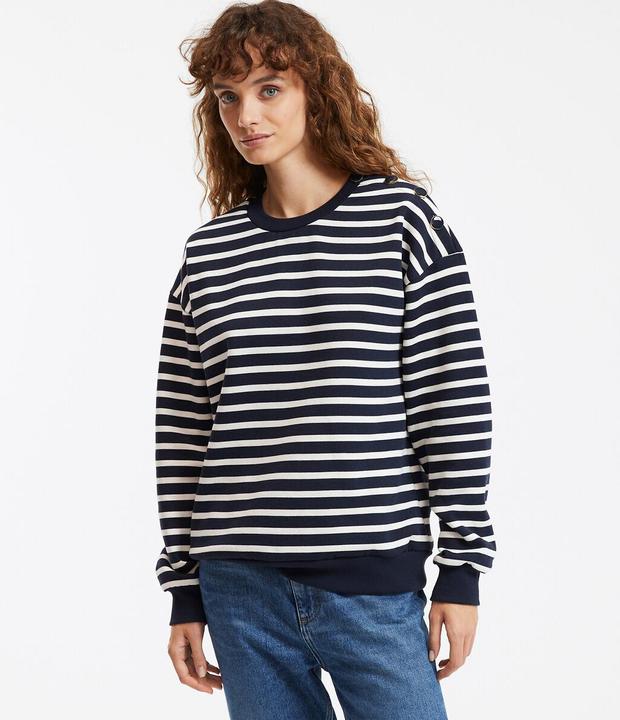 Produktbild La Redoute Collections Gestreiftes Sweatshirt mit geknöpfter Schulter (L)