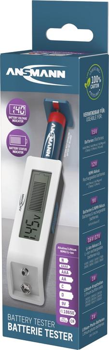 Image du produit Ansmann Testeur de batterie universel Écran LCD, barre de mesure, pour batterie/piles