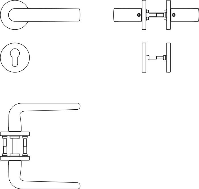 Image du produit FSB Garniture à rosette 12 1076 acier inoxydable F69 rond WC-R8 DIN gauche / droite D/D (Poignée de porte)