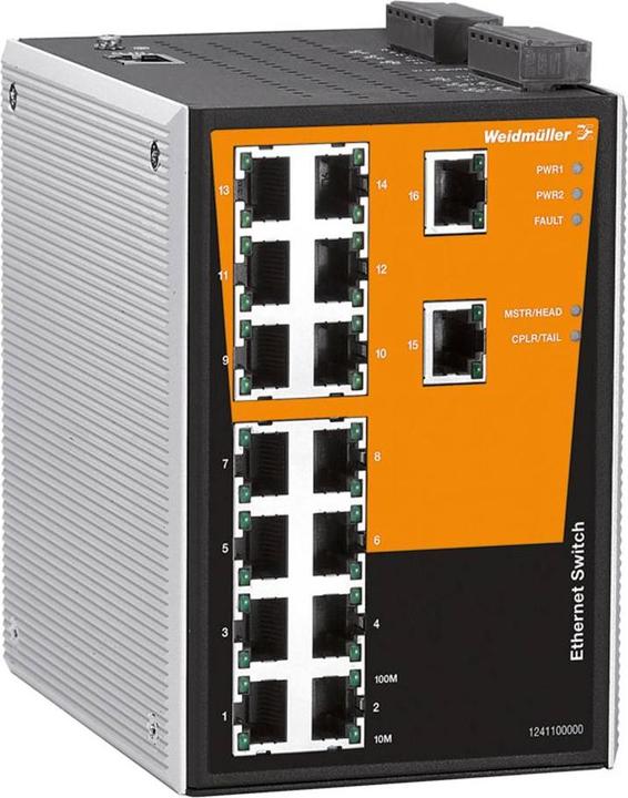 Produktbild Weidmüller Switch Hutschiene 16x10/100Mbps 1286820000 (16 Ports)