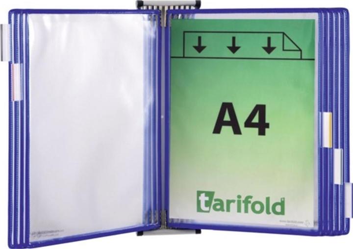 Image du produit Tarifold Support mural 5 plaques pochettes bleu avec cadre en fil de fer, gainé de plastique pour DIN A4