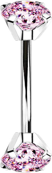 Produktbild Star Piercing Micro Banane silber Innengewinde mit zwei Kristalle pink gefasst (ohne Messing, Chirurgenstahl 316L)