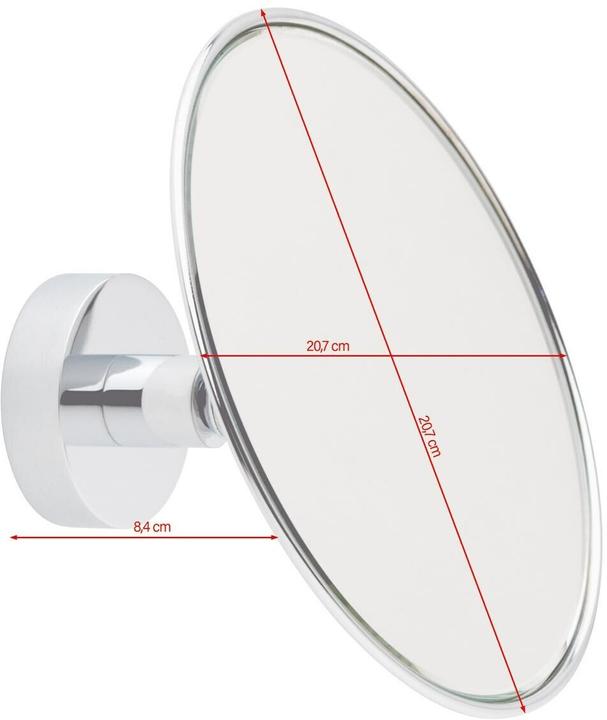 Actual product image tesa VISIOON vanity mirror with 3x magnification - Mirror for wall mounting without drilling, silver