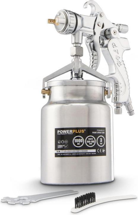 Produktbild Powerplus POWAIR0110 Pneumatisch verfpistool - Verfspuit - Max. druk: 3bar - 1000ml onderbeker - Spuitbreedte