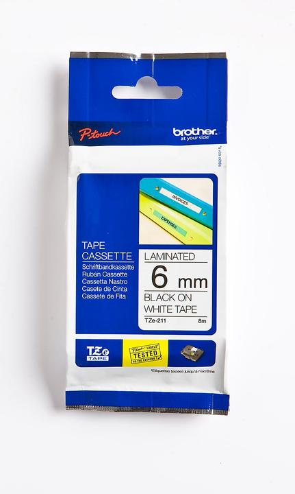 Actual product image Brother TZe-211 (0.60 cm, Black, White)