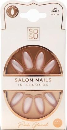 Sosu Cosmetics - Artificial nails Pink (Salon Nails) 24 pcs (Pink)