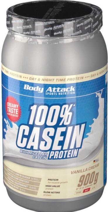 Actual product image Body Attack 100 % Casein Protein (900g can) (Vanilla, 1 pcs., 900 g)