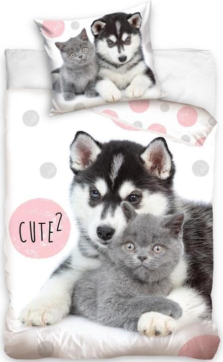 Image du produit MCU Hundehvalp og Kattekilling "Cute" Sengetøj 140 x 200, 100 procent bomuld